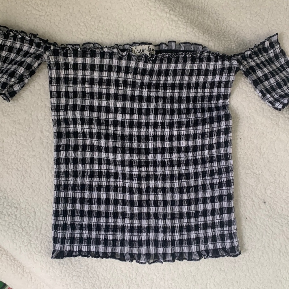 Plaid Off the Shoulder Crop